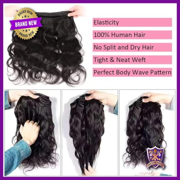 100% Brazilian Virgin Human Hair Extensions Body Wave 20-24 Inch Bundles main image 5